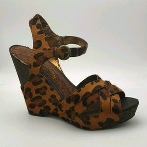 Sam edelman size 8 1/2 leopard wedge sandals #286